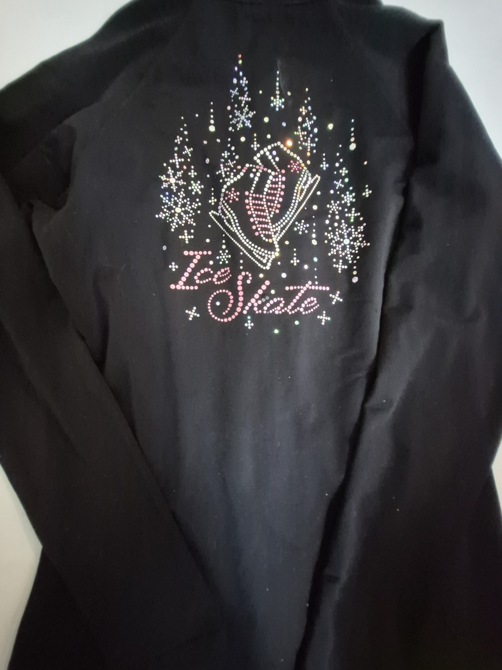 Girls' Black 'Ice Skate' Rhinestone Jacket - Sparkle Detail